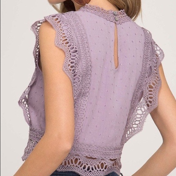 GORGEOUS DETAILED VIOLET CROP TOP - Picture 2 of 14